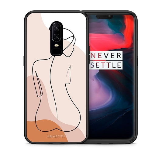Θήκη OnePlus 6 LineArt Woman από τη Smartfits με σχέδιο στο πίσω μέρος και μαύρο περίβλημα | OnePlus 6 LineArt Woman case with colorful back and black bezels