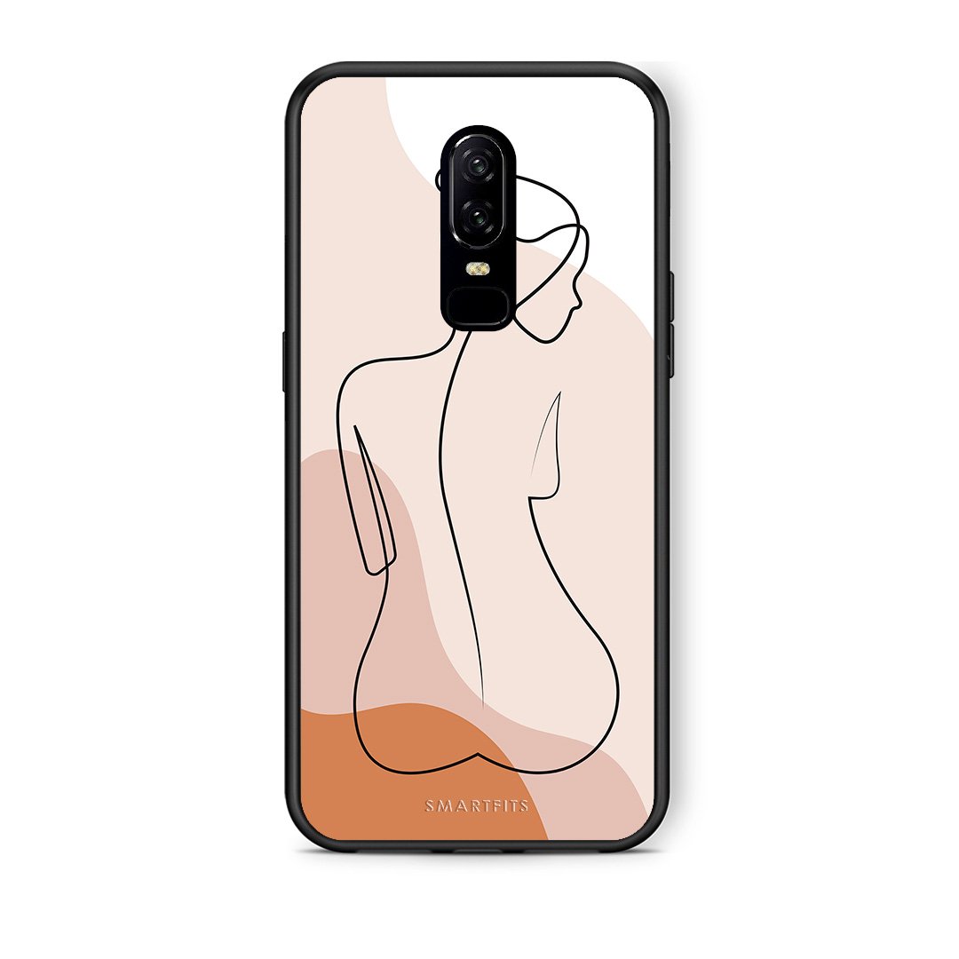 OnePlus 6 LineArt Woman θήκη από τη Smartfits με σχέδιο στο πίσω μέρος και μαύρο περίβλημα | Smartphone case with colorful back and black bezels by Smartfits