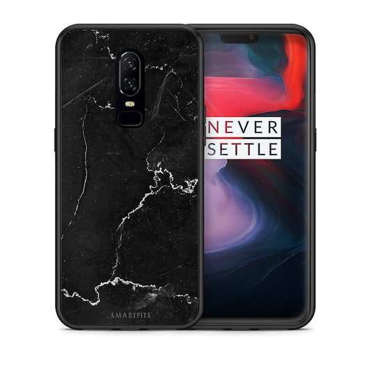 Θήκη OnePlus 6 Marble Black από τη Smartfits με σχέδιο στο πίσω μέρος και μαύρο περίβλημα | OnePlus 6 Marble Black case with colorful back and black bezels
