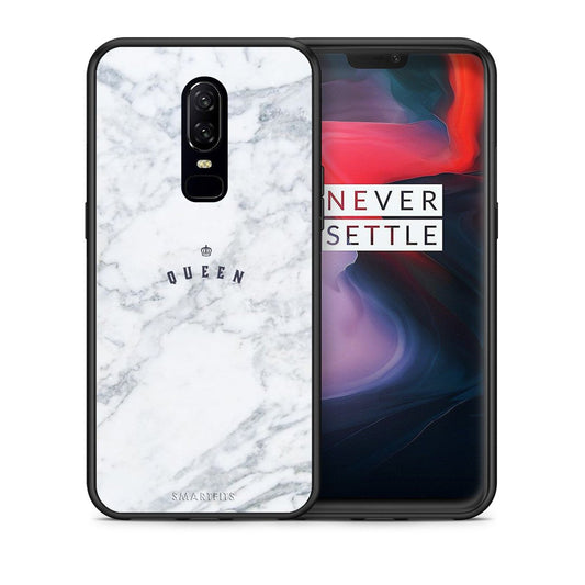 Θήκη OnePlus 6 Queen Marble από τη Smartfits με σχέδιο στο πίσω μέρος και μαύρο περίβλημα | OnePlus 6 Queen Marble case with colorful back and black bezels