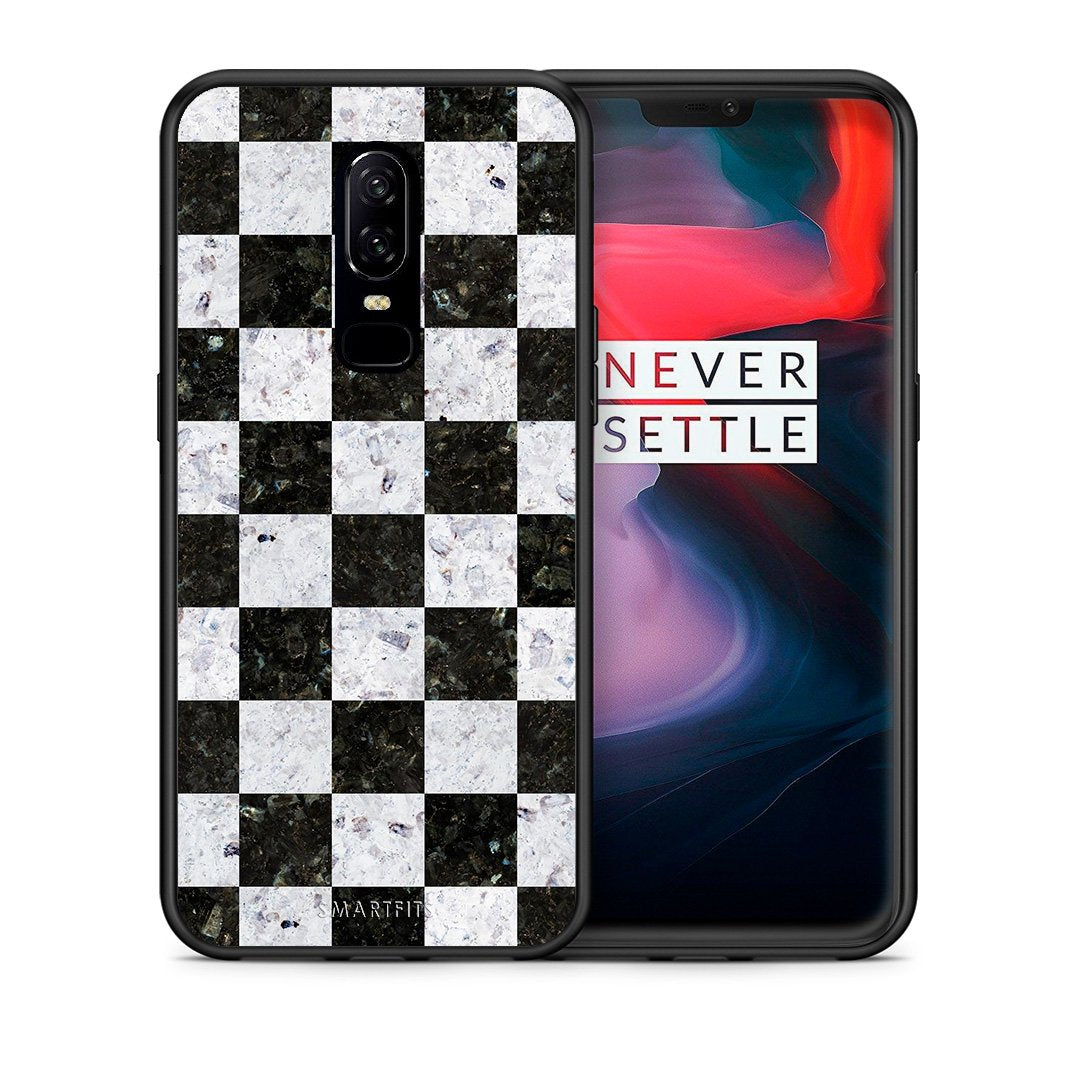 Θήκη OnePlus 6 Square Geometric Marble από τη Smartfits με σχέδιο στο πίσω μέρος και μαύρο περίβλημα | OnePlus 6 Square Geometric Marble case with colorful back and black bezels