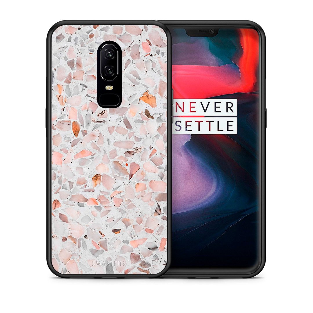 Θήκη OnePlus 6 Marble Terrazzo από τη Smartfits με σχέδιο στο πίσω μέρος και μαύρο περίβλημα | OnePlus 6 Marble Terrazzo case with colorful back and black bezels
