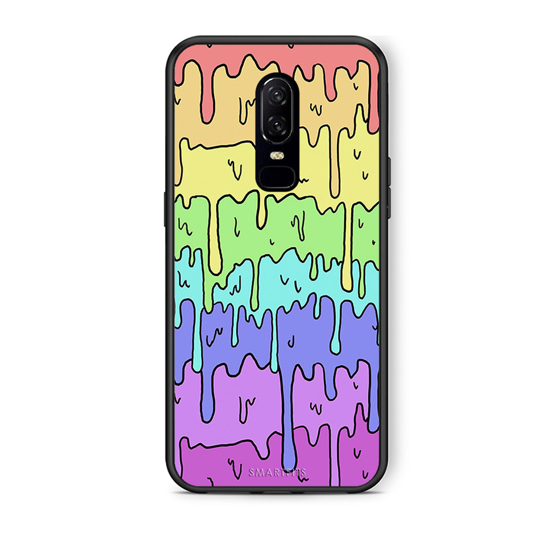 OnePlus 6 Melting Rainbow θήκη από τη Smartfits με σχέδιο στο πίσω μέρος και μαύρο περίβλημα | Smartphone case with colorful back and black bezels by Smartfits
