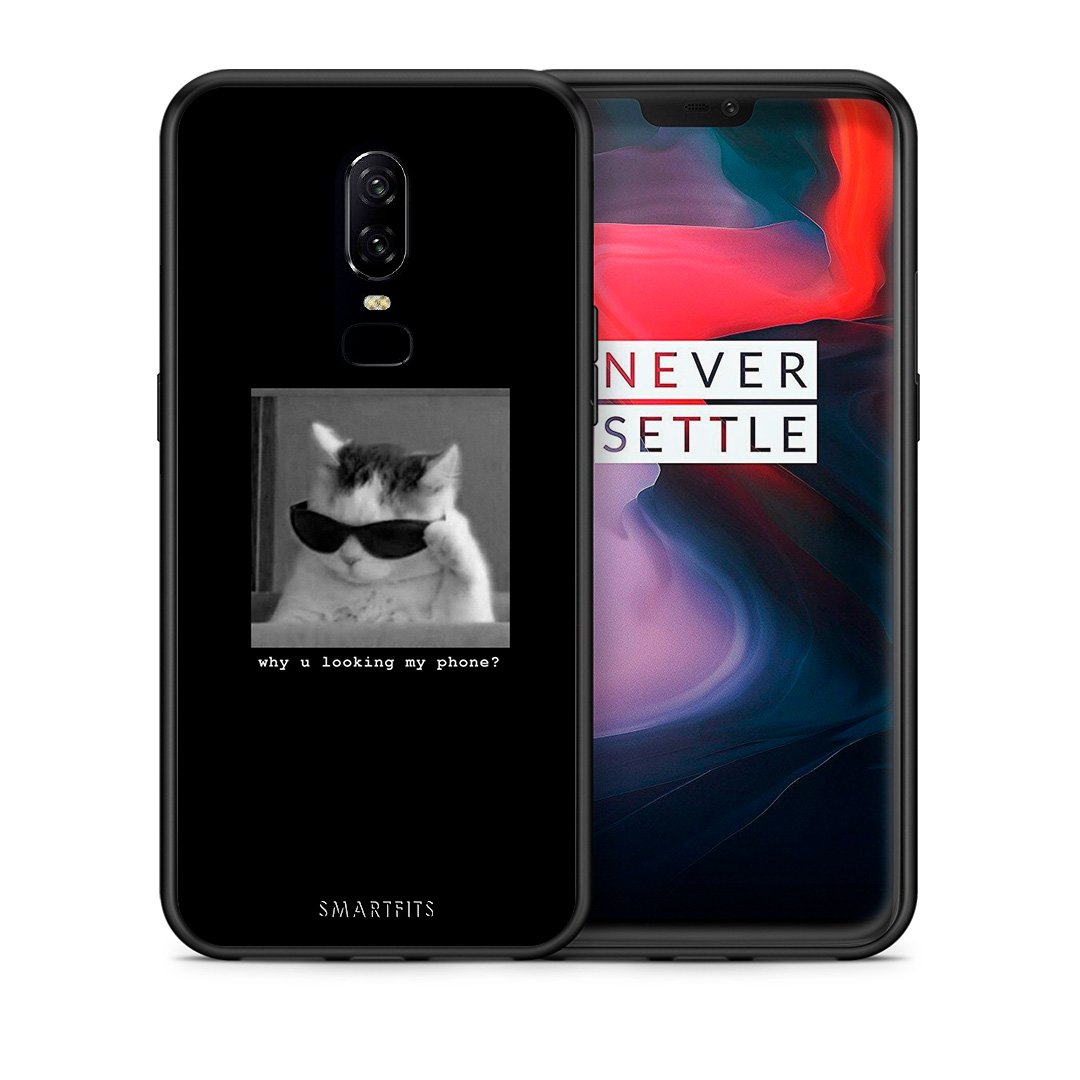 Θήκη OnePlus 6 Meme Cat από τη Smartfits με σχέδιο στο πίσω μέρος και μαύρο περίβλημα | OnePlus 6 Meme Cat case with colorful back and black bezels