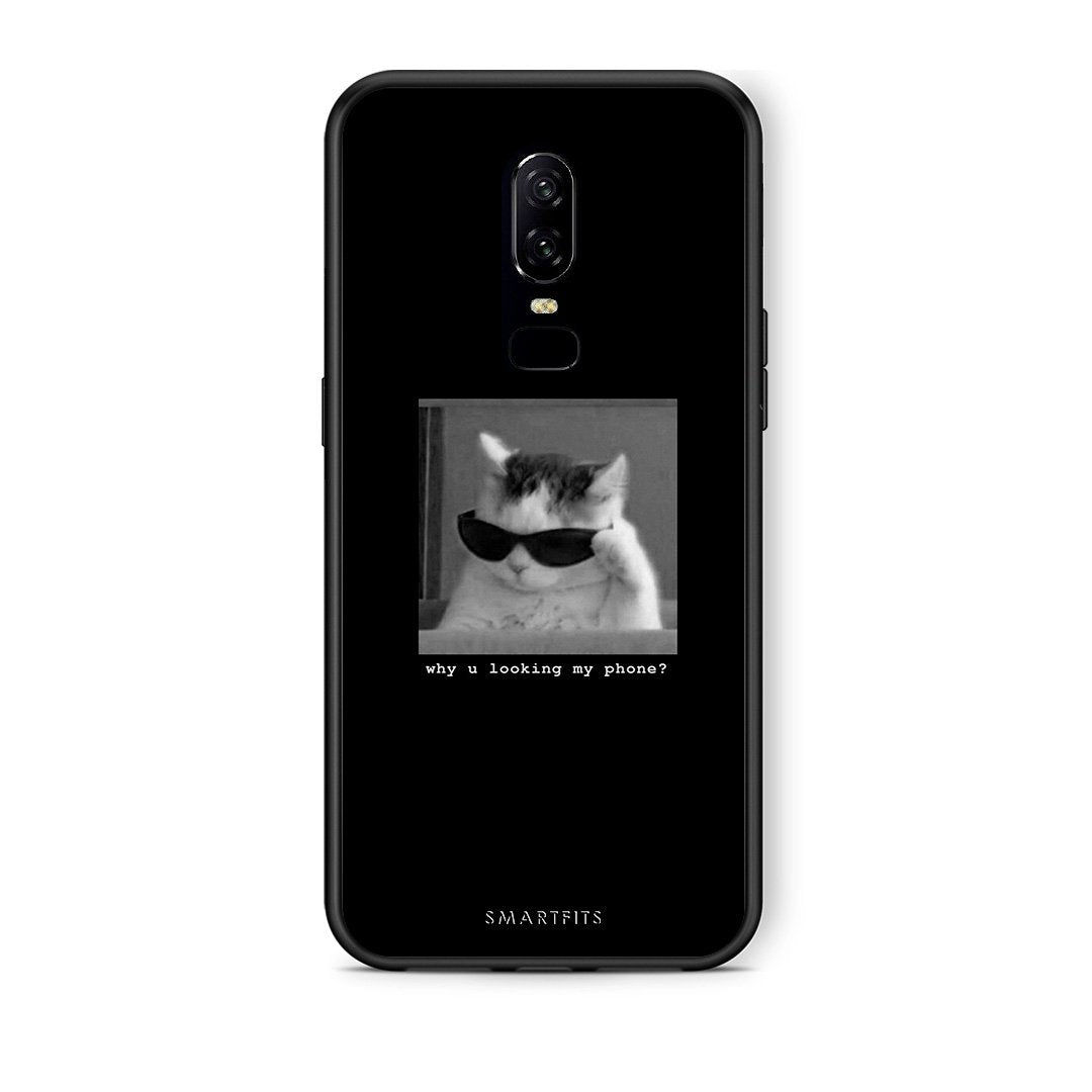 OnePlus 6 Meme Cat θήκη από τη Smartfits με σχέδιο στο πίσω μέρος και μαύρο περίβλημα | Smartphone case with colorful back and black bezels by Smartfits