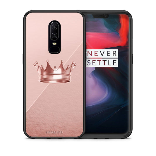 Θήκη OnePlus 6 Crown Minimal από τη Smartfits με σχέδιο στο πίσω μέρος και μαύρο περίβλημα | OnePlus 6 Crown Minimal case with colorful back and black bezels