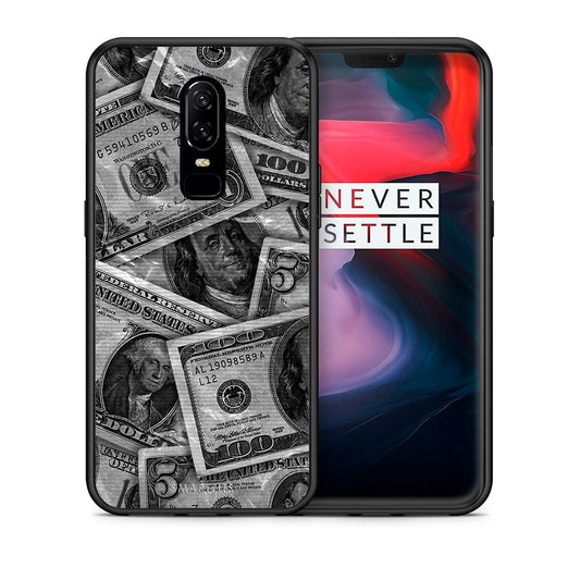 Θήκη OnePlus 6 Money Dollars από τη Smartfits με σχέδιο στο πίσω μέρος και μαύρο περίβλημα | OnePlus 6 Money Dollars case with colorful back and black bezels