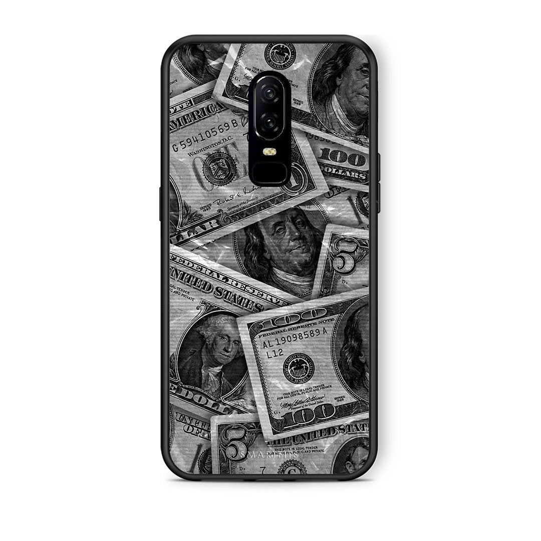 OnePlus 6 Money Dollars θήκη από τη Smartfits με σχέδιο στο πίσω μέρος και μαύρο περίβλημα | Smartphone case with colorful back and black bezels by Smartfits