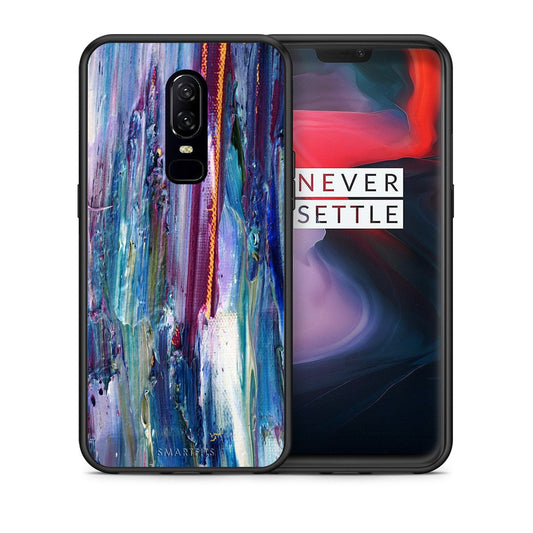 Θήκη OnePlus 6 Winter Paint από τη Smartfits με σχέδιο στο πίσω μέρος και μαύρο περίβλημα | OnePlus 6 Winter Paint case with colorful back and black bezels