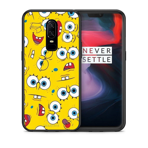 Θήκη OnePlus 6 Sponge PopArt από τη Smartfits με σχέδιο στο πίσω μέρος και μαύρο περίβλημα | OnePlus 6 Sponge PopArt case with colorful back and black bezels