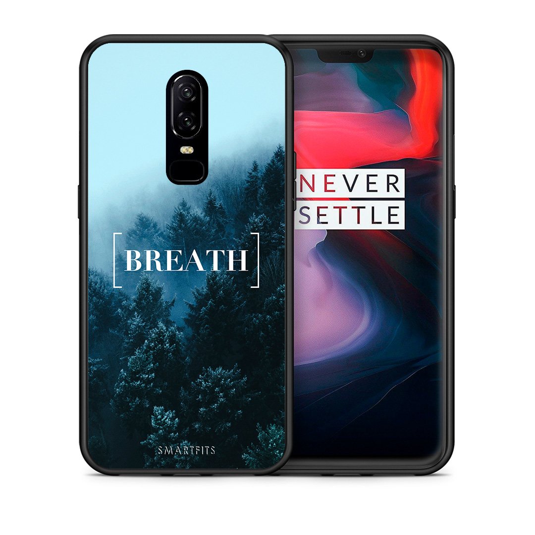 Θήκη OnePlus 6 Breath Quote από τη Smartfits με σχέδιο στο πίσω μέρος και μαύρο περίβλημα | OnePlus 6 Breath Quote case with colorful back and black bezels