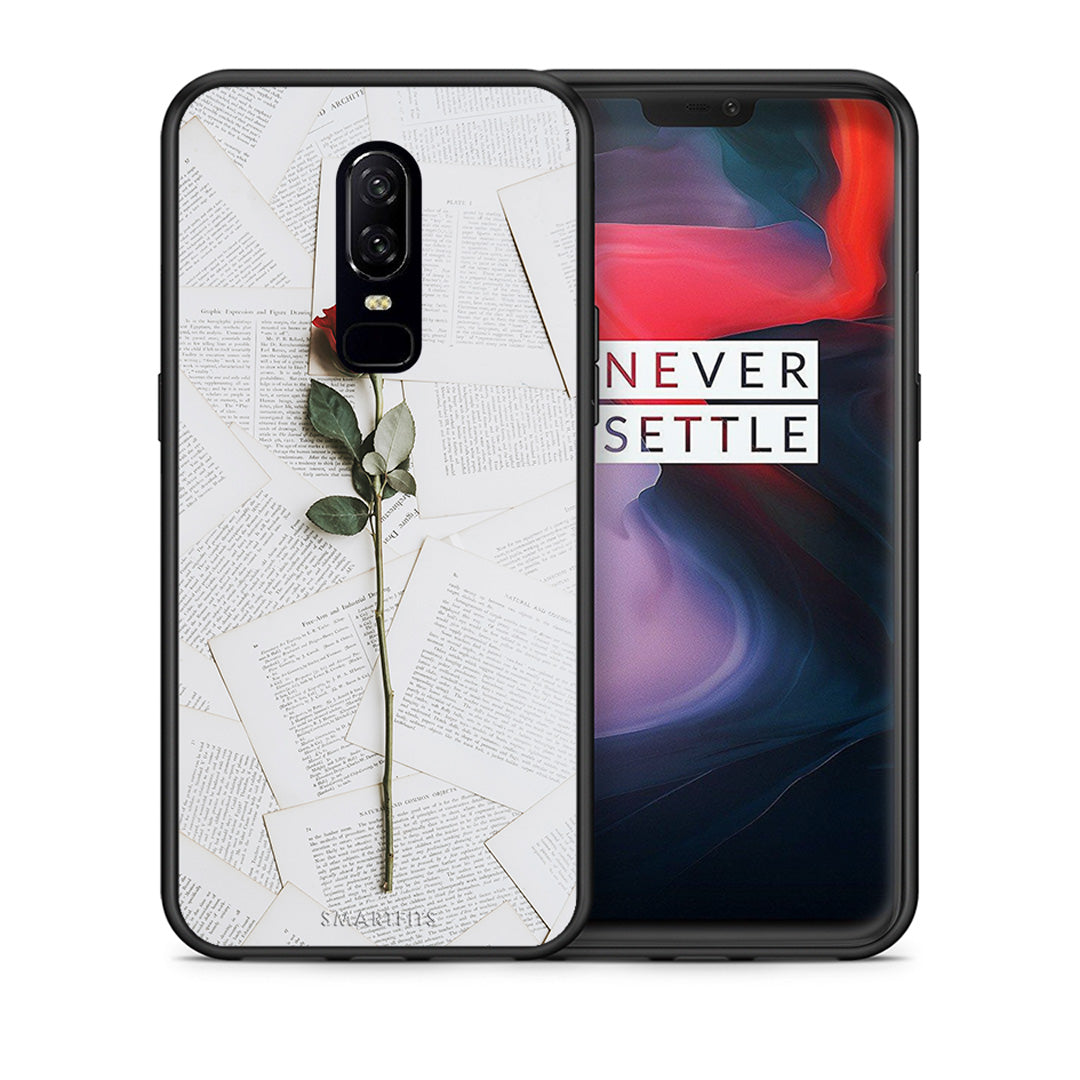 Θήκη OnePlus 6 Red Rose από τη Smartfits με σχέδιο στο πίσω μέρος και μαύρο περίβλημα | OnePlus 6 Red Rose case with colorful back and black bezels