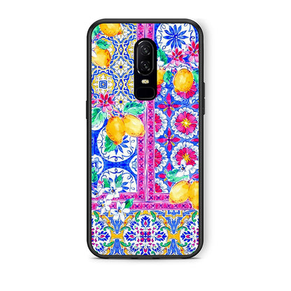 OnePlus 6 Retro Spring θήκη από τη Smartfits με σχέδιο στο πίσω μέρος και μαύρο περίβλημα | Smartphone case with colorful back and black bezels by Smartfits