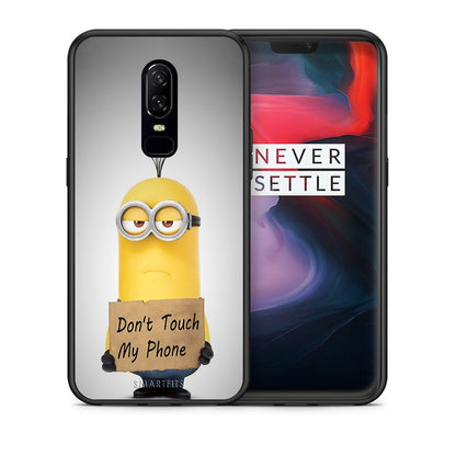 Θήκη OnePlus 6 Minion Text από τη Smartfits με σχέδιο στο πίσω μέρος και μαύρο περίβλημα | OnePlus 6 Minion Text case with colorful back and black bezels