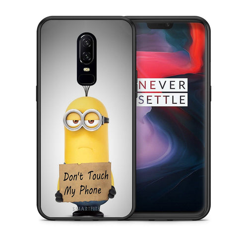 Θήκη OnePlus 6 Minion Text από τη Smartfits με σχέδιο στο πίσω μέρος και μαύρο περίβλημα | OnePlus 6 Minion Text case with colorful back and black bezels