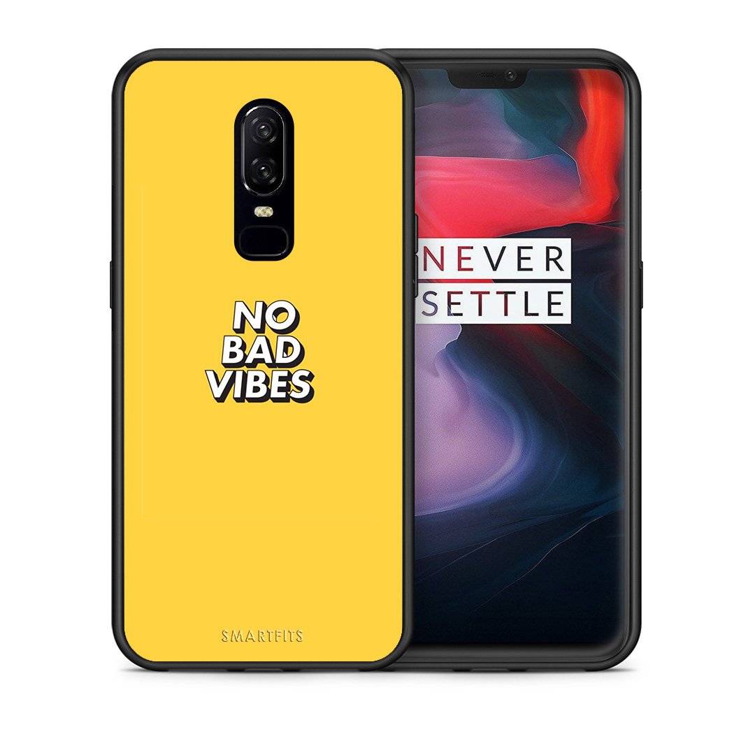 Θήκη OnePlus 6 Vibes Text από τη Smartfits με σχέδιο στο πίσω μέρος και μαύρο περίβλημα | OnePlus 6 Vibes Text case with colorful back and black bezels