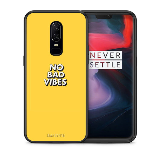 Θήκη OnePlus 6 Vibes Text από τη Smartfits με σχέδιο στο πίσω μέρος και μαύρο περίβλημα | OnePlus 6 Vibes Text case with colorful back and black bezels