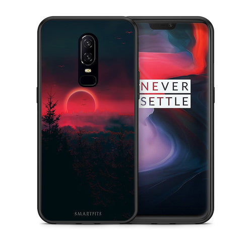 Θήκη OnePlus 6 Sunset Tropic από τη Smartfits με σχέδιο στο πίσω μέρος και μαύρο περίβλημα | OnePlus 6 Sunset Tropic case with colorful back and black bezels