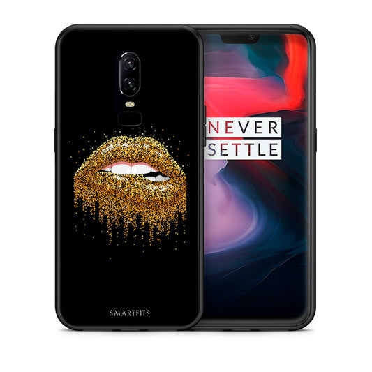 Θήκη OnePlus 6 Golden Valentine από τη Smartfits με σχέδιο στο πίσω μέρος και μαύρο περίβλημα | OnePlus 6 Golden Valentine case with colorful back and black bezels
