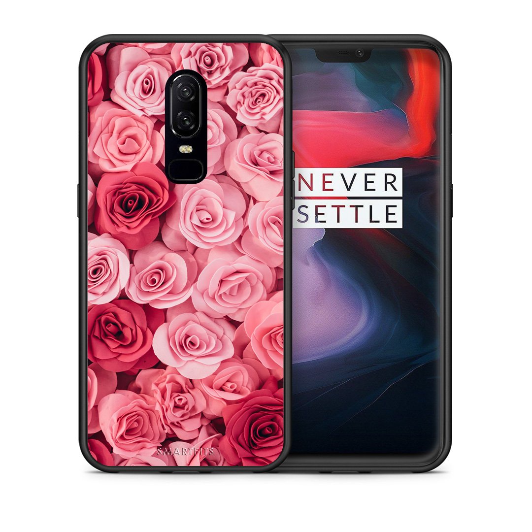 Θήκη OnePlus 6 RoseGarden Valentine από τη Smartfits με σχέδιο στο πίσω μέρος και μαύρο περίβλημα | OnePlus 6 RoseGarden Valentine case with colorful back and black bezels