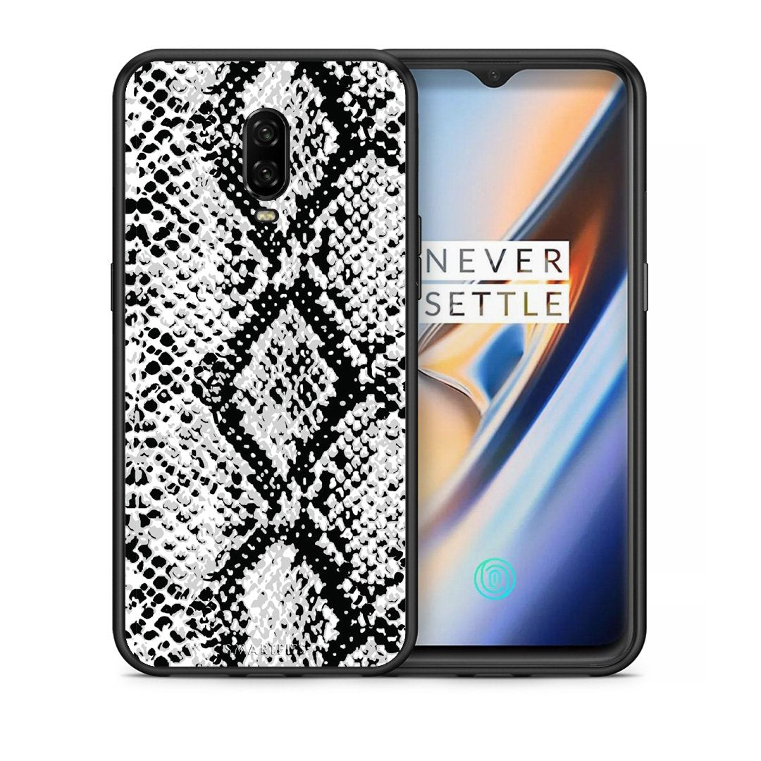 Θήκη OnePlus 6T White Snake Animal από τη Smartfits με σχέδιο στο πίσω μέρος και μαύρο περίβλημα | OnePlus 6T White Snake Animal case with colorful back and black bezels