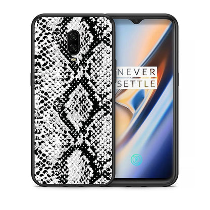 Θήκη OnePlus 6T White Snake Animal από τη Smartfits με σχέδιο στο πίσω μέρος και μαύρο περίβλημα | OnePlus 6T White Snake Animal case with colorful back and black bezels