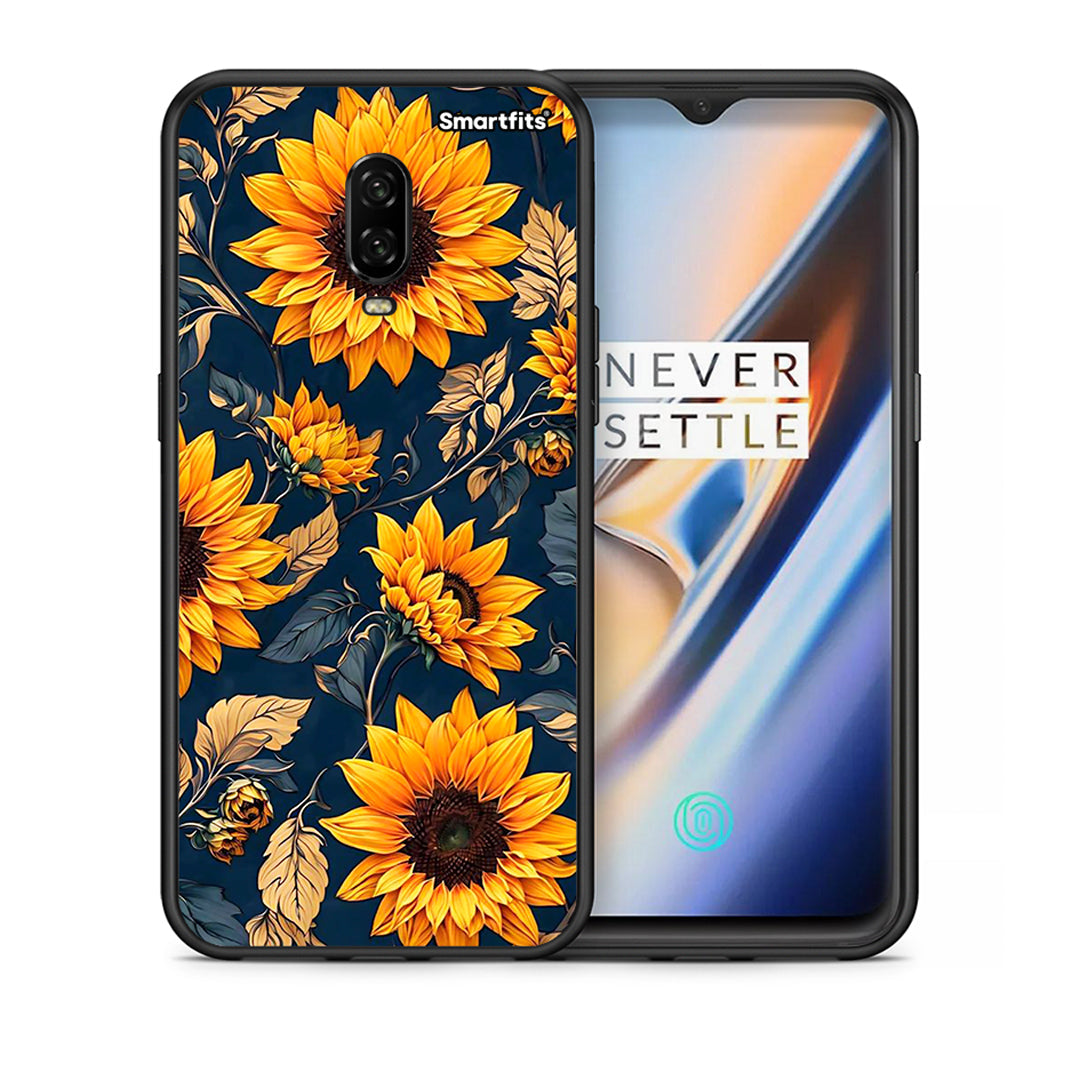 Θήκη OnePlus 6T Autumn Sunflowers από τη Smartfits με σχέδιο στο πίσω μέρος και μαύρο περίβλημα | OnePlus 6T Autumn Sunflowers case with colorful back and black bezels