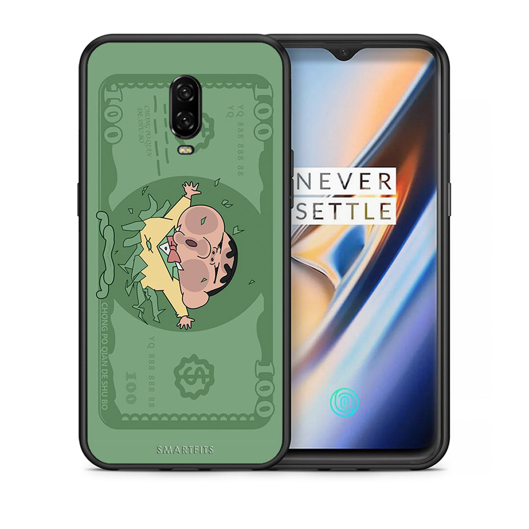 Θήκη Αγίου Βαλεντίνου OnePlus 6T Big Money από τη Smartfits με σχέδιο στο πίσω μέρος και μαύρο περίβλημα | OnePlus 6T Big Money case with colorful back and black bezels