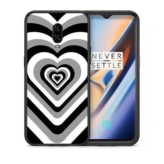 Θήκη OnePlus 6T Black Hearts από τη Smartfits με σχέδιο στο πίσω μέρος και μαύρο περίβλημα | OnePlus 6T Black Hearts case with colorful back and black bezels