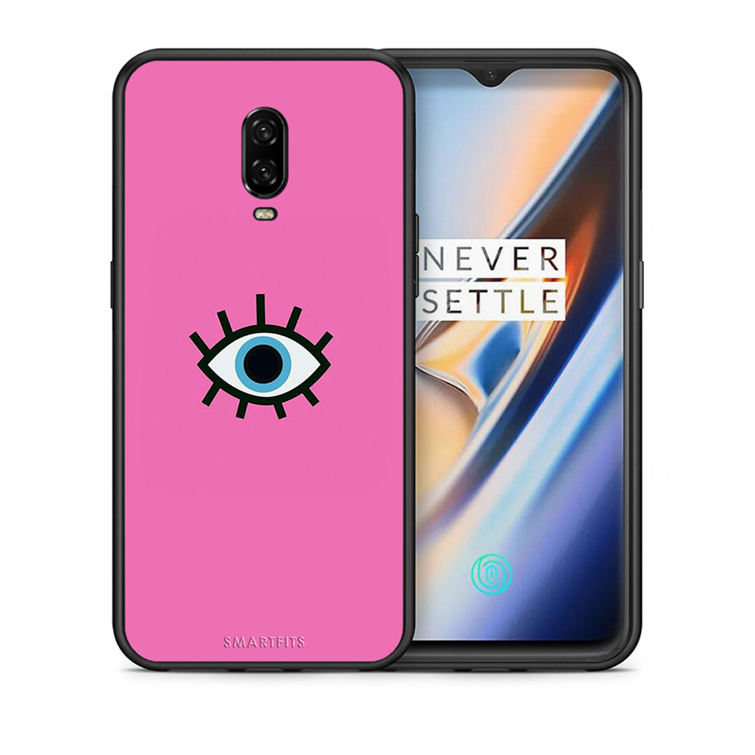Θήκη OnePlus 6T Blue Eye Pink από τη Smartfits με σχέδιο στο πίσω μέρος και μαύρο περίβλημα | OnePlus 6T Blue Eye Pink case with colorful back and black bezels