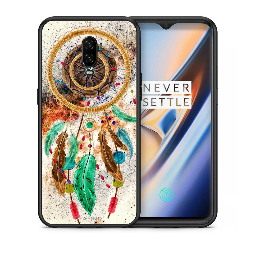 Θήκη OnePlus 6T DreamCatcher Boho από τη Smartfits με σχέδιο στο πίσω μέρος και μαύρο περίβλημα | OnePlus 6T DreamCatcher Boho case with colorful back and black bezels