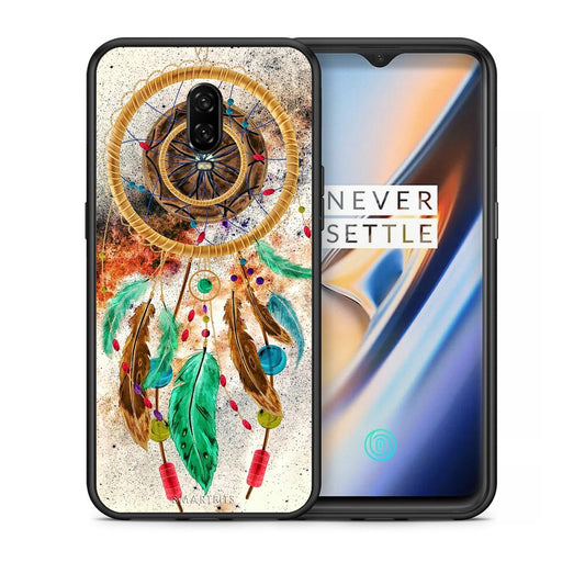 Θήκη OnePlus 6T DreamCatcher Boho από τη Smartfits με σχέδιο στο πίσω μέρος και μαύρο περίβλημα | OnePlus 6T DreamCatcher Boho case with colorful back and black bezels