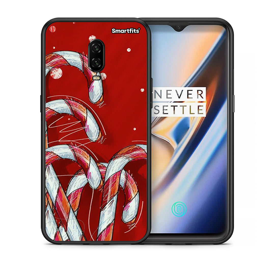 Θήκη OnePlus 6T Candy Cane από τη Smartfits με σχέδιο στο πίσω μέρος και μαύρο περίβλημα | OnePlus 6T Candy Cane case with colorful back and black bezels