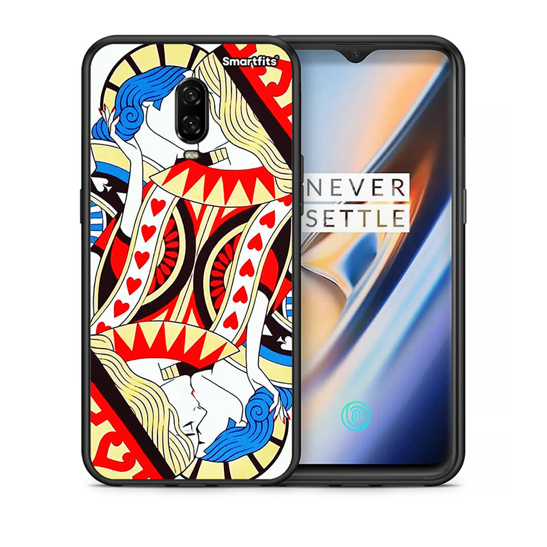 Θήκη OnePlus 6T Card Love από τη Smartfits με σχέδιο στο πίσω μέρος και μαύρο περίβλημα | OnePlus 6T Card Love case with colorful back and black bezels