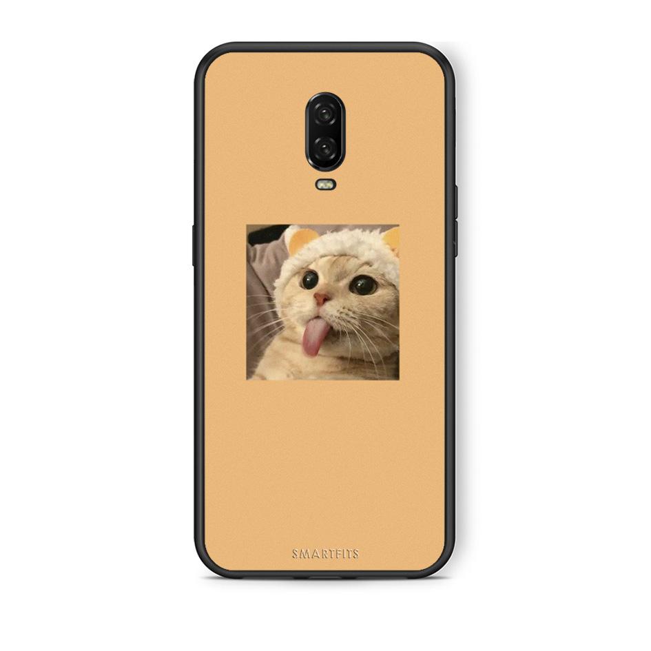 OnePlus 6T Cat Tongue θήκη από τη Smartfits με σχέδιο στο πίσω μέρος και μαύρο περίβλημα | Smartphone case with colorful back and black bezels by Smartfits