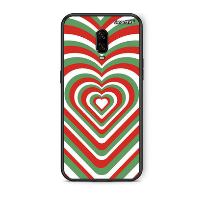 OnePlus 6 Christmas Hearts θήκη από τη Smartfits με σχέδιο στο πίσω μέρος και μαύρο περίβλημα | Smartphone case with colorful back and black bezels by Smartfits