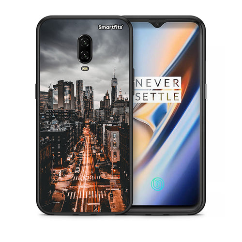 Θήκη OnePlus 6T City Lights από τη Smartfits με σχέδιο στο πίσω μέρος και μαύρο περίβλημα | OnePlus 6T City Lights case with colorful back and black bezels