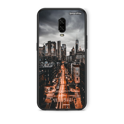 OnePlus 6T City Lights θήκη από τη Smartfits με σχέδιο στο πίσω μέρος και μαύρο περίβλημα | Smartphone case with colorful back and black bezels by Smartfits