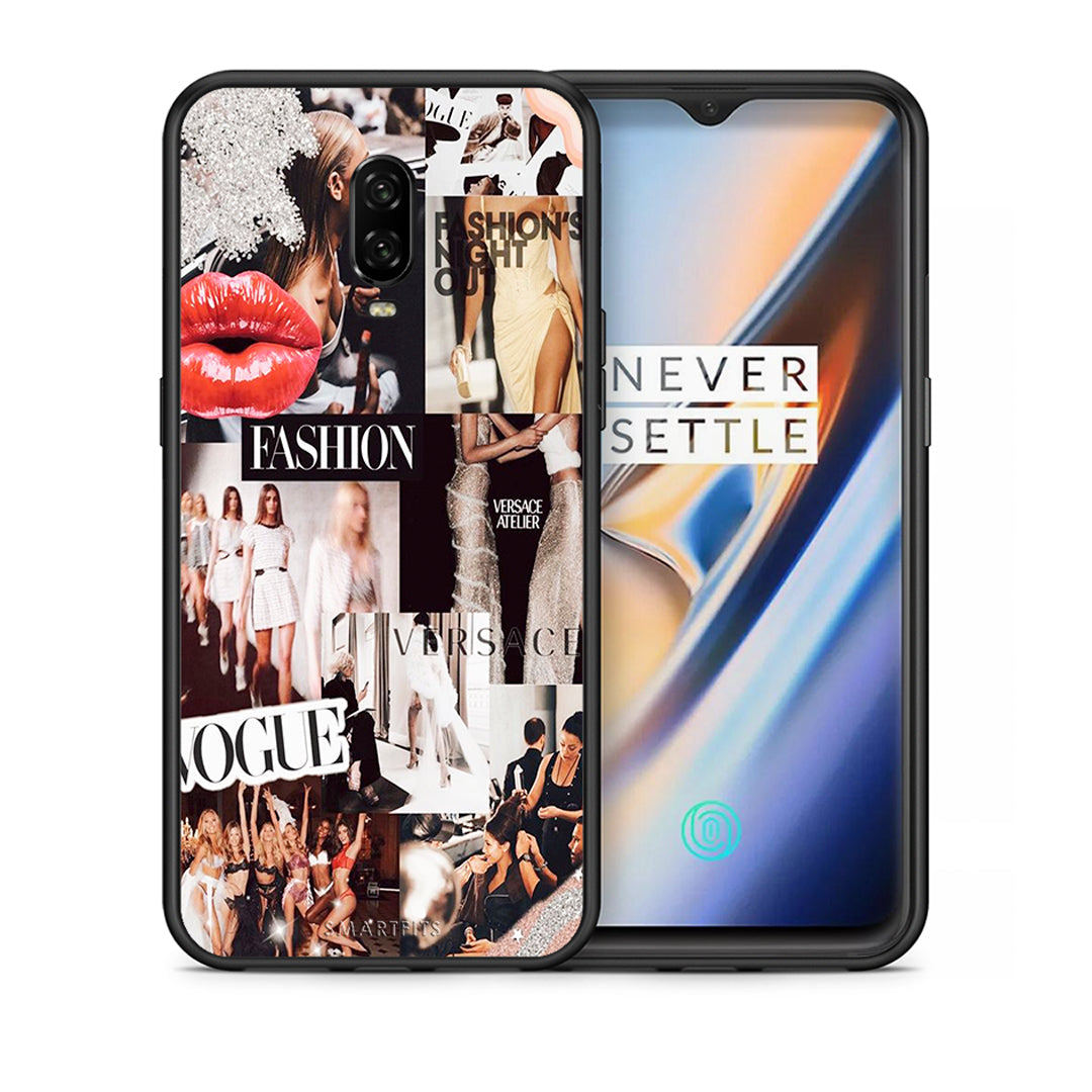 Θήκη Αγίου Βαλεντίνου OnePlus 6T Collage Fashion από τη Smartfits με σχέδιο στο πίσω μέρος και μαύρο περίβλημα | OnePlus 6T Collage Fashion case with colorful back and black bezels