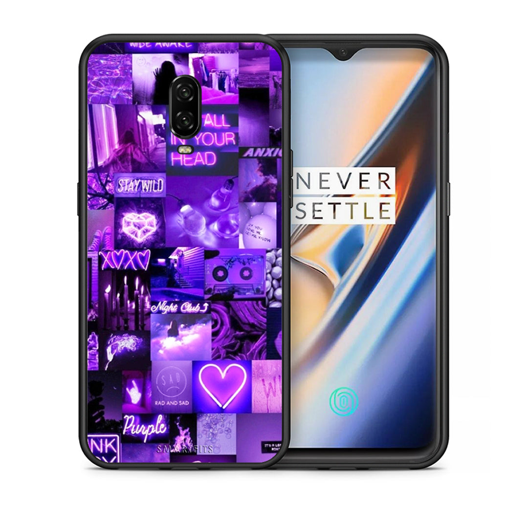 Θήκη Αγίου Βαλεντίνου OnePlus 6T Collage Stay Wild από τη Smartfits με σχέδιο στο πίσω μέρος και μαύρο περίβλημα | OnePlus 6T Collage Stay Wild case with colorful back and black bezels