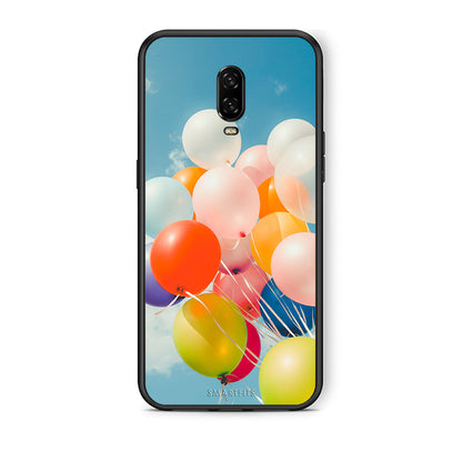 OnePlus 6T Colorful Balloons θήκη από τη Smartfits με σχέδιο στο πίσω μέρος και μαύρο περίβλημα | Smartphone case with colorful back and black bezels by Smartfits