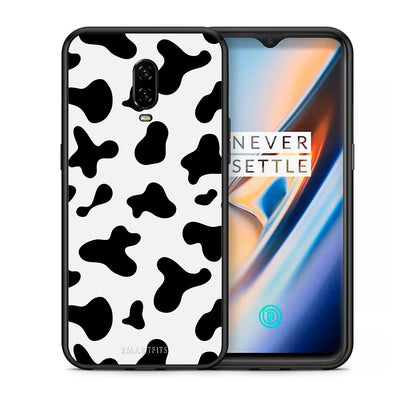 Θήκη OnePlus 6T Cow Print από τη Smartfits με σχέδιο στο πίσω μέρος και μαύρο περίβλημα | OnePlus 6T Cow Print case with colorful back and black bezels