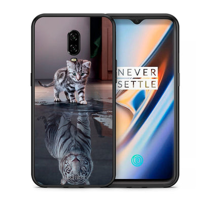 Θήκη OnePlus 6T Tiger Cute από τη Smartfits με σχέδιο στο πίσω μέρος και μαύρο περίβλημα | OnePlus 6T Tiger Cute case with colorful back and black bezels