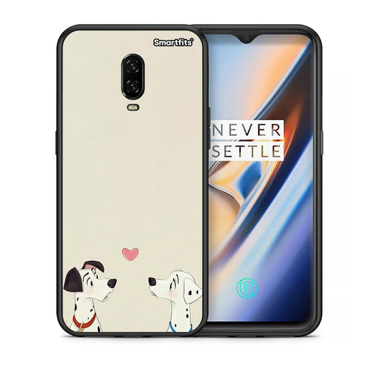 Θήκη OnePlus 6T Dalmatians Love από τη Smartfits με σχέδιο στο πίσω μέρος και μαύρο περίβλημα | OnePlus 6T Dalmatians Love case with colorful back and black bezels