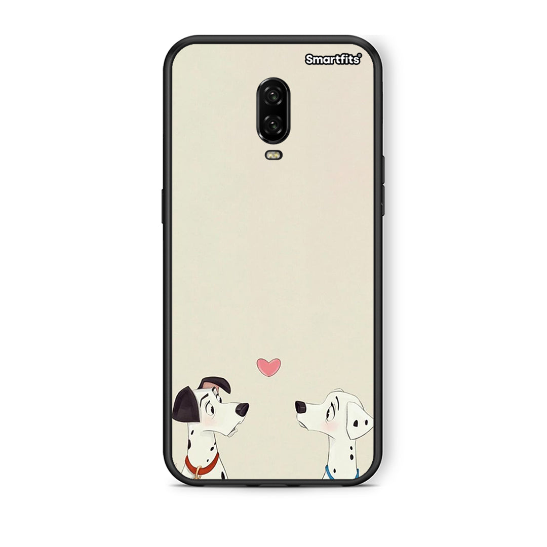 OnePlus 6T Dalmatians Love θήκη από τη Smartfits με σχέδιο στο πίσω μέρος και μαύρο περίβλημα | Smartphone case with colorful back and black bezels by Smartfits
