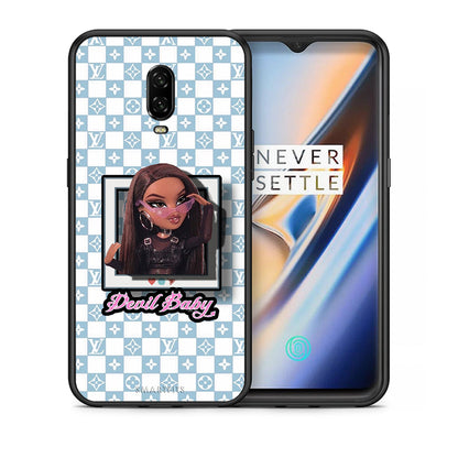 Θήκη Αγίου Βαλεντίνου OnePlus 6T Devil Baby από τη Smartfits με σχέδιο στο πίσω μέρος και μαύρο περίβλημα | OnePlus 6T Devil Baby case with colorful back and black bezels