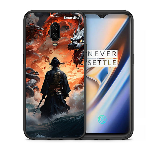 Θήκη OnePlus 6T Dragons Fight από τη Smartfits με σχέδιο στο πίσω μέρος και μαύρο περίβλημα | OnePlus 6T Dragons Fight case with colorful back and black bezels