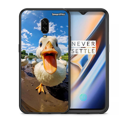 Θήκη OnePlus 6T Duck Face από τη Smartfits με σχέδιο στο πίσω μέρος και μαύρο περίβλημα | OnePlus 6T Duck Face case with colorful back and black bezels