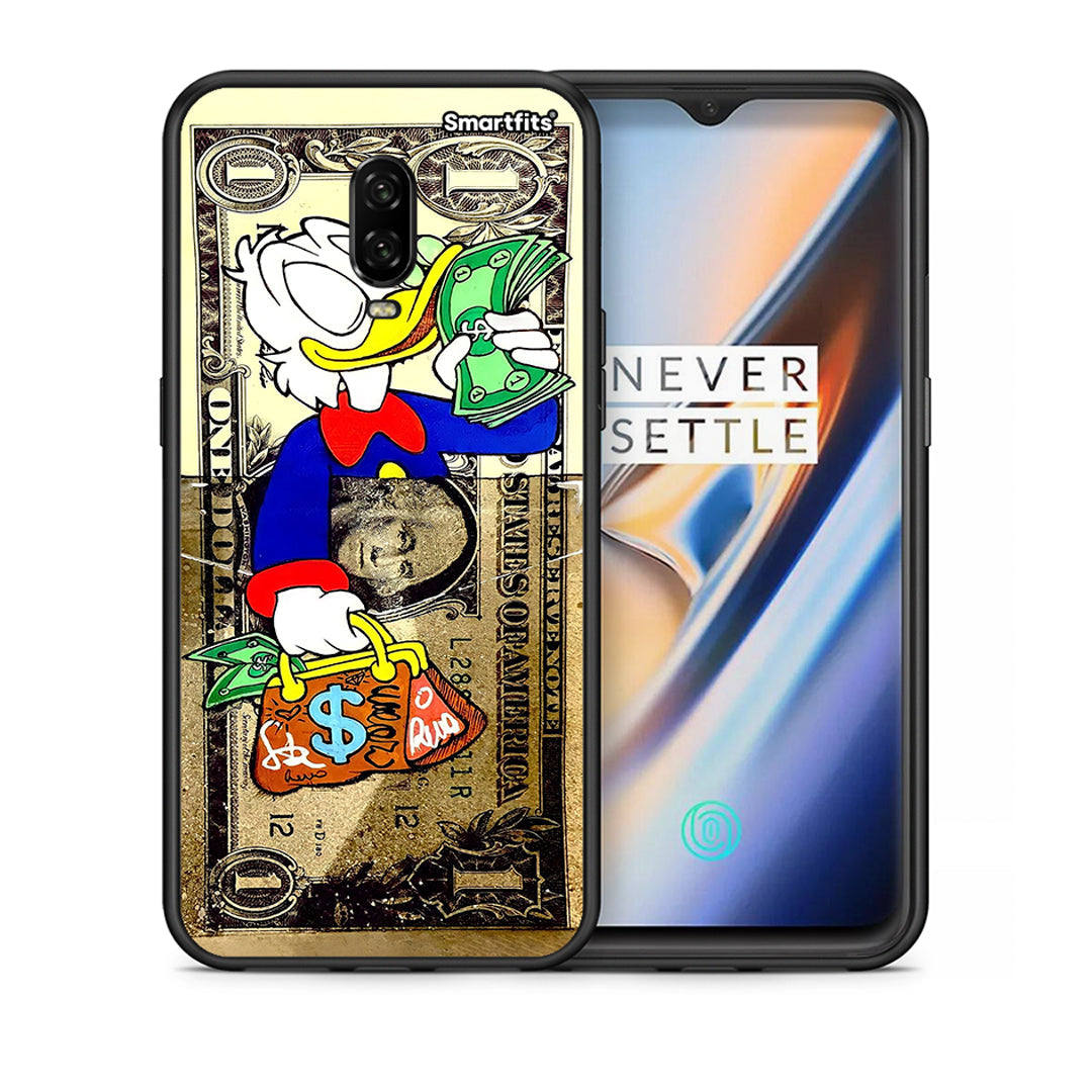 Θήκη OnePlus 6 Duck Money από τη Smartfits με σχέδιο στο πίσω μέρος και μαύρο περίβλημα | OnePlus 6 Duck Money case with colorful back and black bezels
