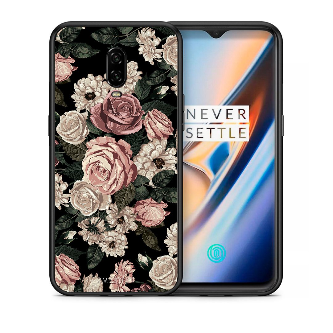 Θήκη OnePlus 6T Wild Roses Flower από τη Smartfits με σχέδιο στο πίσω μέρος και μαύρο περίβλημα | OnePlus 6T Wild Roses Flower case with colorful back and black bezels